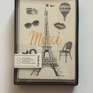 NEW Fringe Studio Note Cards & Envelopes Black & Cream (Set of 8)